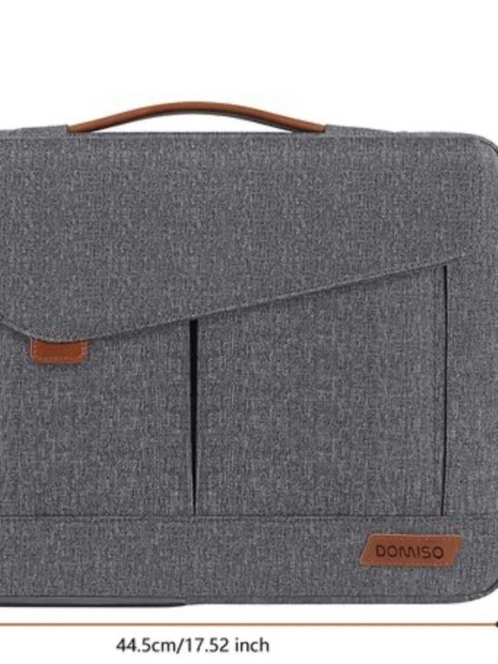 DOMISO Gray Laptop Messenger Bag with Black Strap and Brown Handle